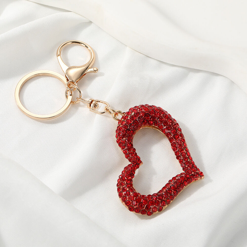 Portachiavi in lega con strass a forma di cuore, serie romantica, casual. Immagine2