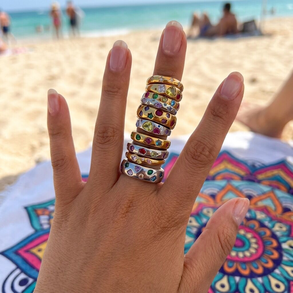 Luxe Serie Retro Ringen Van Roestvrij Staal Met Onregelmatige Vorm, Waterdicht, Goudkleurig En Bezet Met Zirkonia, Voor Dames.