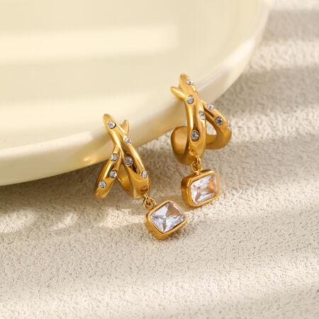 Orecchini A Perno Da Donna Simple Series Daily Dalla Forma Irregolare, In Acciaio Inossidabile Impermeabile Color Oro.