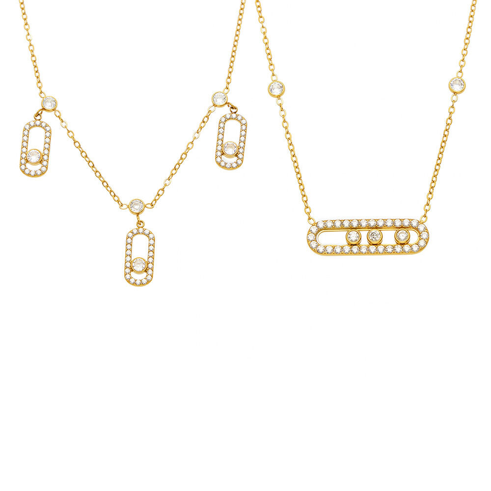 Colliers Pendentifs Pour Femmes, Série Luxueuse, Forme Rectangulaire Irrégulière, Acier Inoxydable, Couleur Or, Étanches h5Image4