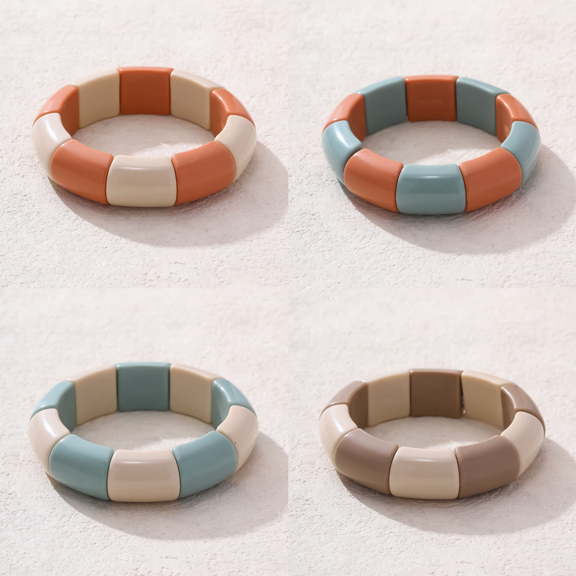 Bracelets perlés simples en résine de couleurs mélangées pour femmes