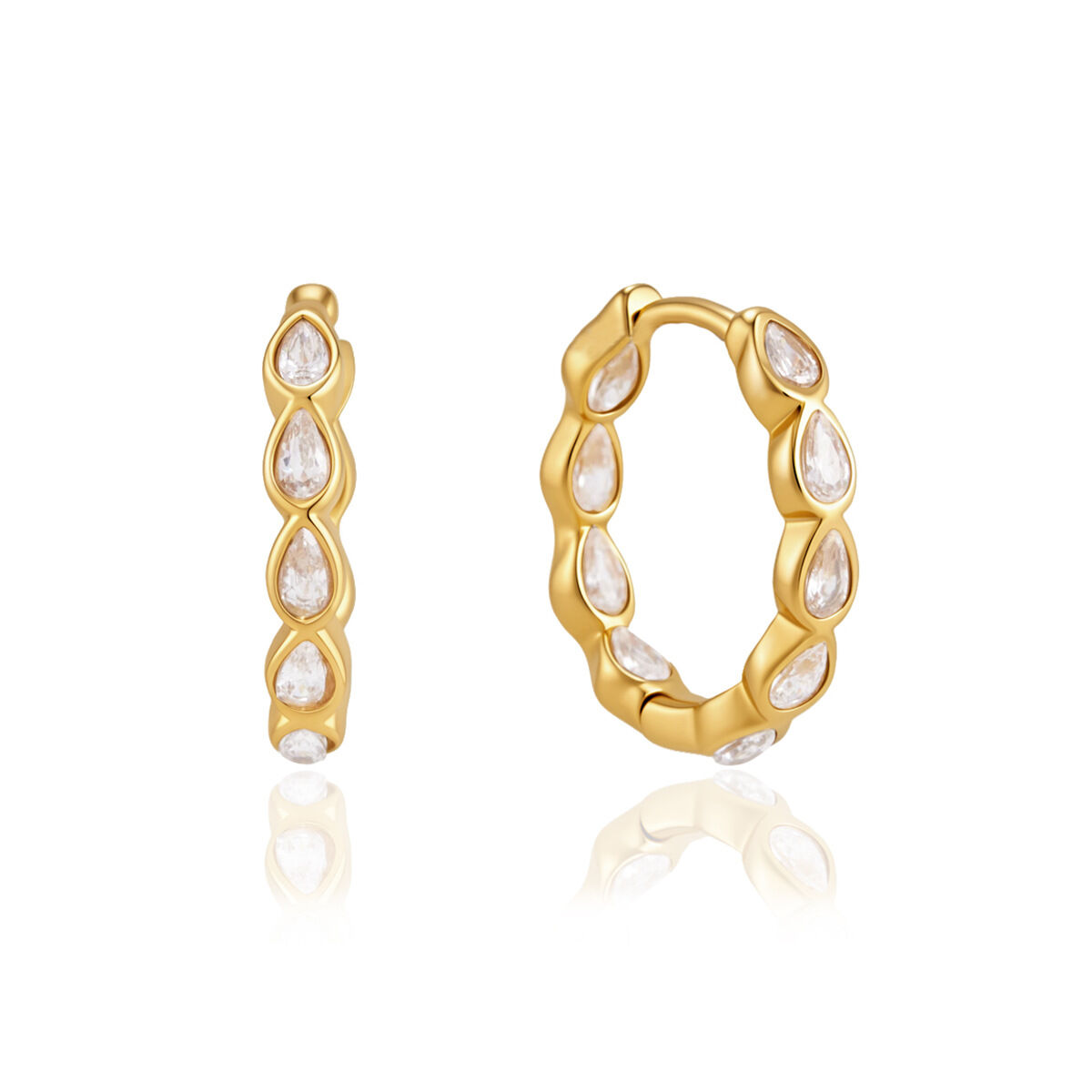 Simple Series Elegant Patchwork Circle Stainless Steel Waterproof Women's Hoop Earrings h5 Picture5