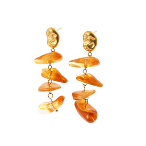 Pendientes De Cuentas De Color Dorado De Acero Inoxidable Macizo, Estilo Retro, De La Serie Romántica, Con Forma Irregular Y Diseño Retro. h5 Imagen4