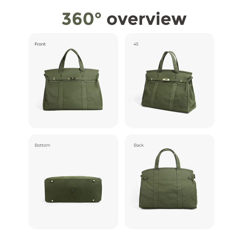 Casual Style Metal Hardware Solid Color Mixed Color Canvas Women's Square Handbags h5Picture3