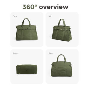 Casual Style Metal Hardware Solid Color Mixed Color Canvas Women's Square Handbags h5 Picture3
