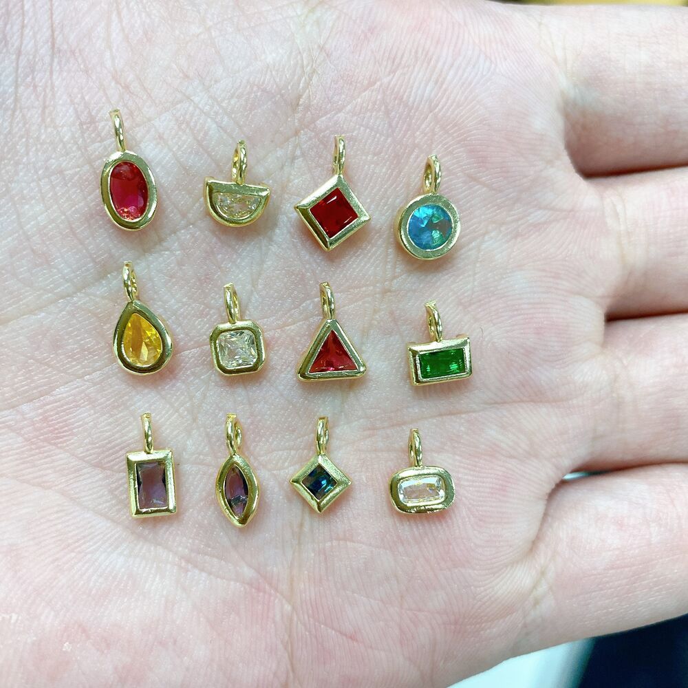 Colgantes Sencillos De La Serie Diy Con Forma De Triángulo, Constelación Y Elipse, Piedra De Nacimiento Del Mes, Color Cobre Y Oro, Para Mujer. h5Imagen3