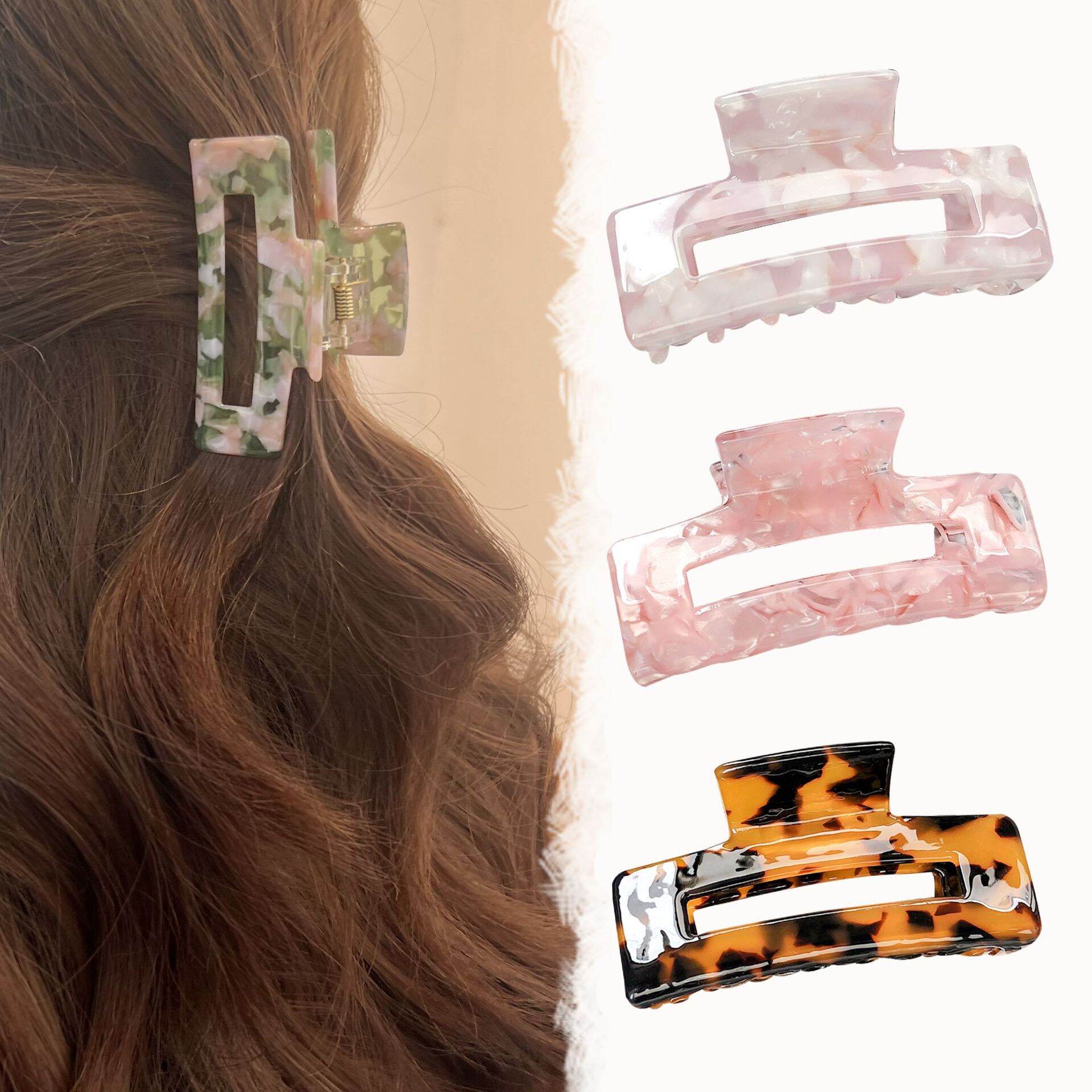 Simple Series Daily Leopard Print Mixed Color Gradient Color Acetate Hair Claws h5 Picture3