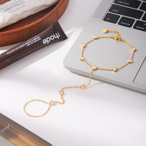 Simple Series Daily Heart Stainless Steel Waterproof Gold Color Zircon Women's Hand Chain h5 Picture5