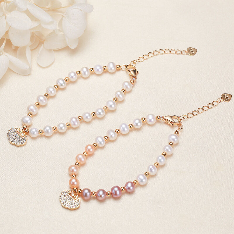 Luxurious Series Simple Beads Lock Freshwater Pearls   Gold Color  Women's Pearl Bracelet h5 Picture3