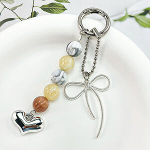 Simple Series Casual Heart Bow Knot Beads Gradient Color Alloy Bag Charms h5
