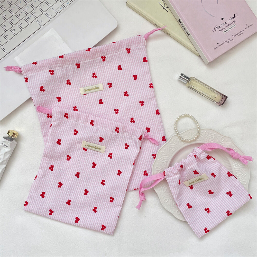Serie Romantica Sacchetti Regalo In Cotone Con Ciliegie Dolci h5 