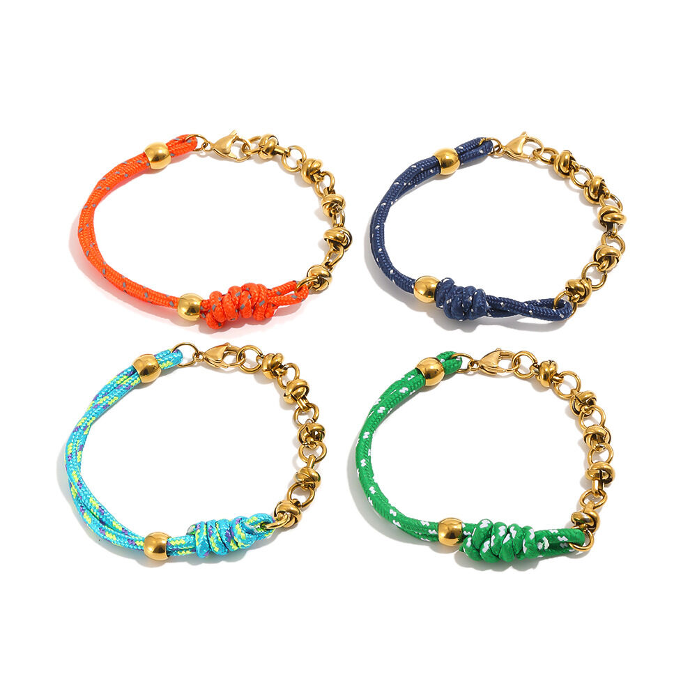 Bracelet Tressé Pour Femme, Collection Romantique, En Acier Inoxydable, Couleur Or, Imperméable, Idéal Pour Les Vacances. h5 Image4