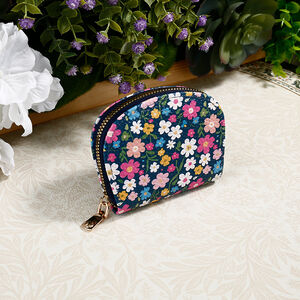 Casual Style Printed Flower Rose Premium Quality Pu Women's Round Bag Wallets & Card Holders h5