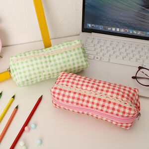 Simple Series Sweet Fabric Plaid Pen Pouches h5 Picture4