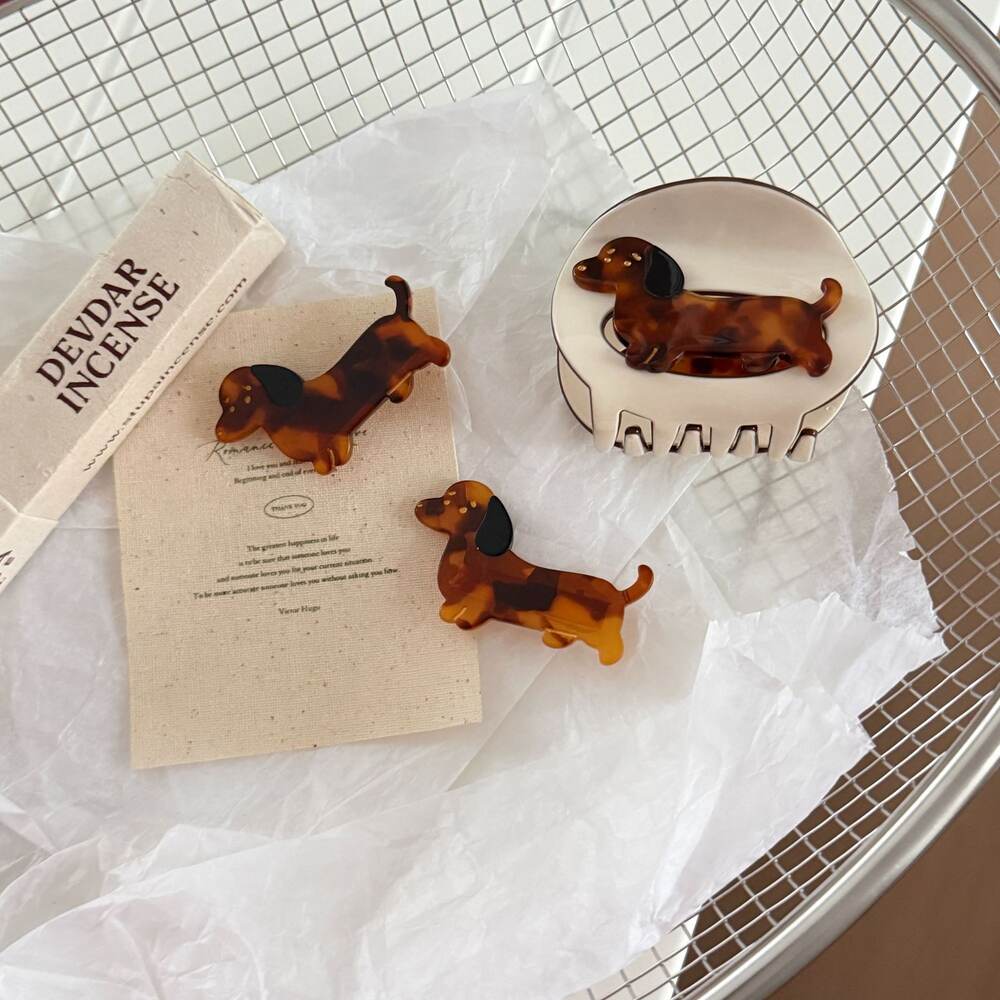 Simple Series Cute Dachshund Acetate Hair Claws Picture3