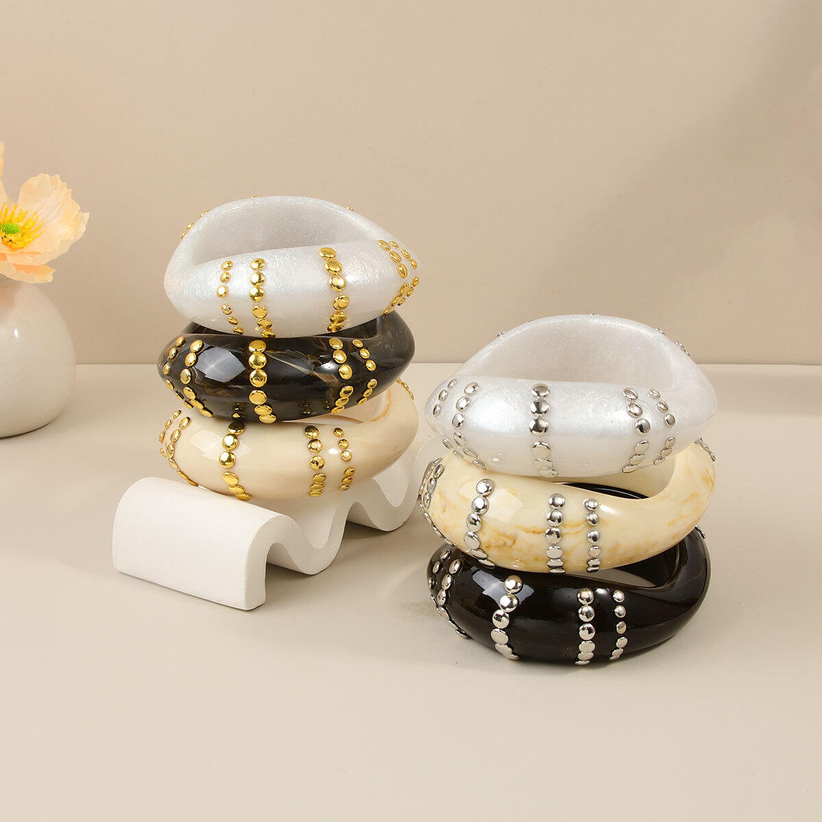 Punk Irregular Shape Rivet Resin Women's Bangles
