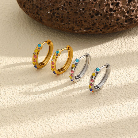 Orecchini A Cerchio Da Donna Classic Series Simple Circle In Acciaio Inossidabile, Impermeabili, Color Oro.