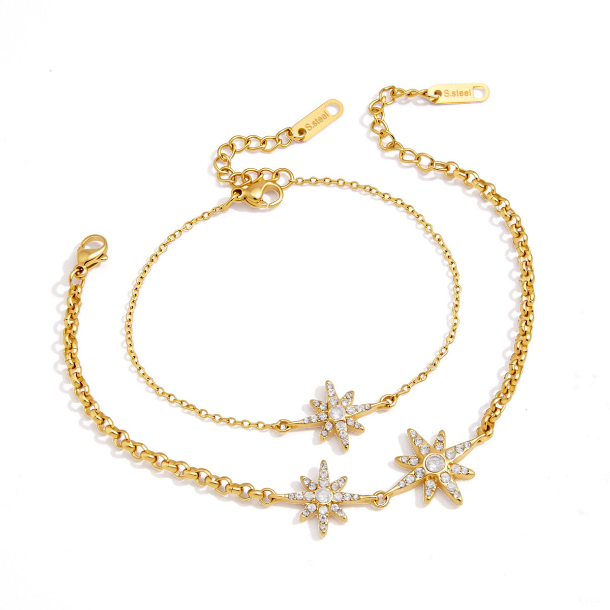 Romantic Series Elegant Star Stainless Steel Waterproof   Gold Color  Women's Charm Bracelets Picture4