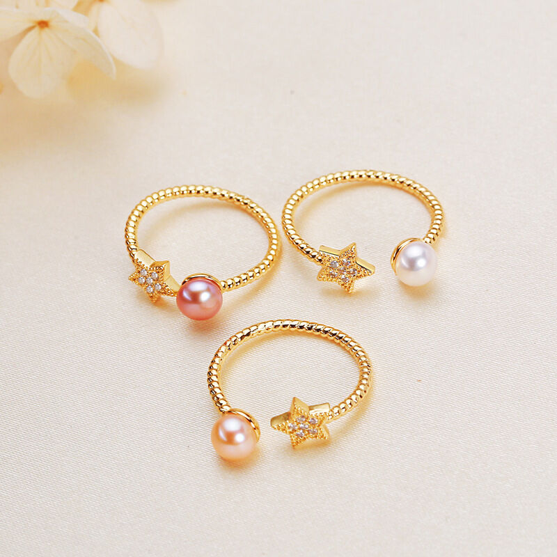 Romantische serie Sweet Star Circle Seed Bead damesparelring