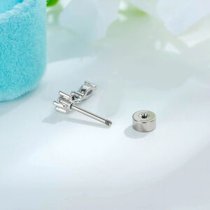 Simple Series Geometric Shape Copper Zircon Women's Piercing Earrings h5 Picture2