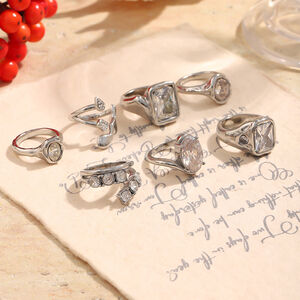 Einfache Hip-Pop/Rock-Ringe Aus Edelstahl, Wasserdicht, Mit Unregelmäßiger Form Und Zirkonia-Edelsteinen Für Damen h5 Bild2