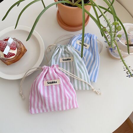Simple Series Daily Stripe Cotton Capacity Fabric Storage Bag