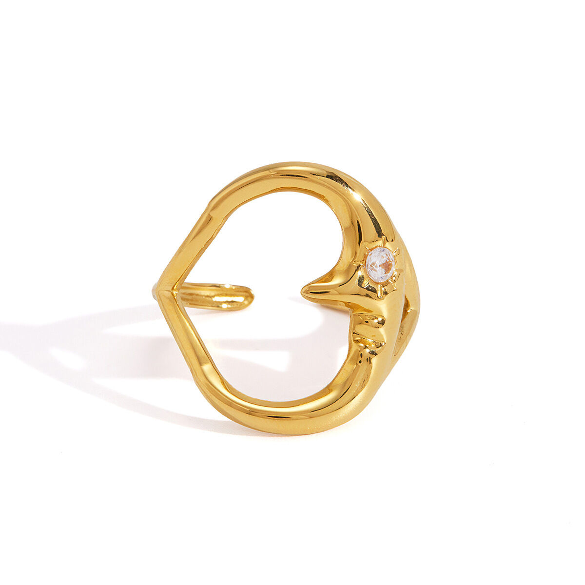 Pulseras Sencillas De Estilo Punk Con Forma Irregular De Luna, De Acero Inoxidable, Resistentes Al Agua Y Color Dorado, Para Mujer. h5 Imagen5