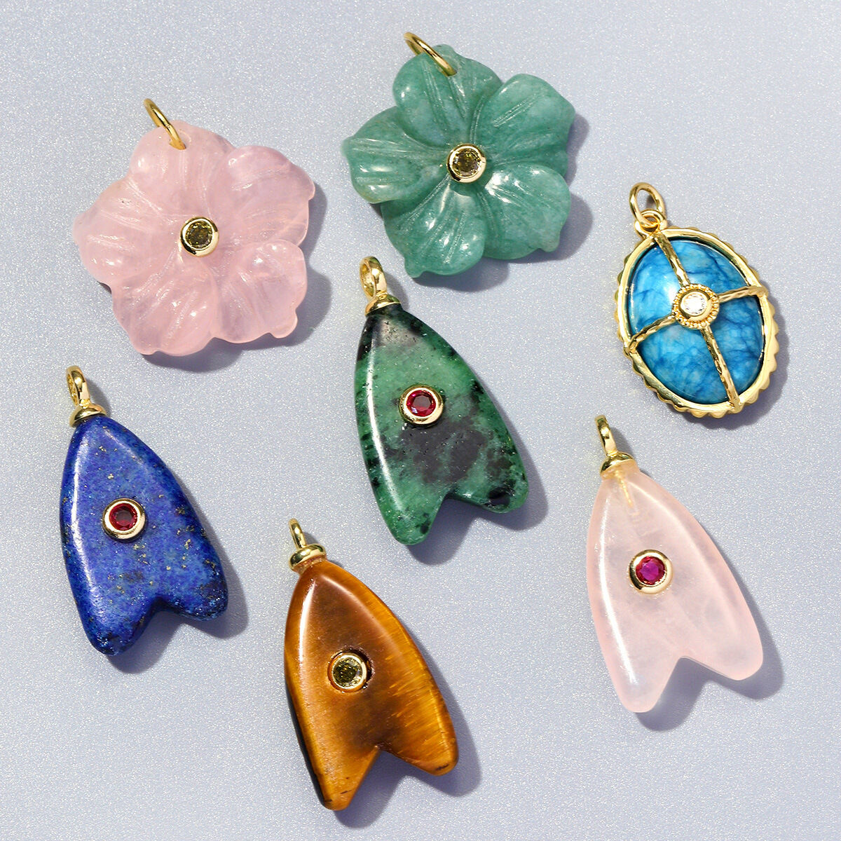 Ethnic Series Bohemian Flower Natural Stones Copper Zircon Women's Pendants h5 Picture3