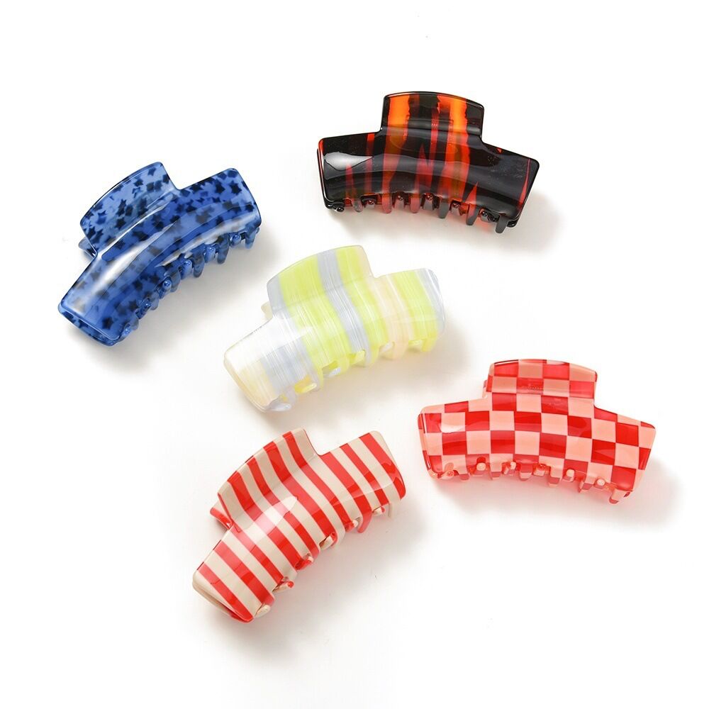 Simple Series Daily Stripe Plaid Gradient Color Acetate Hair Claws