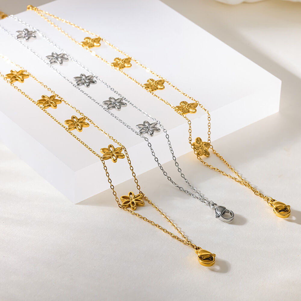 Elegant Flower Stainless Steel Waterproof Gold Color Chain Bracelets Picture2