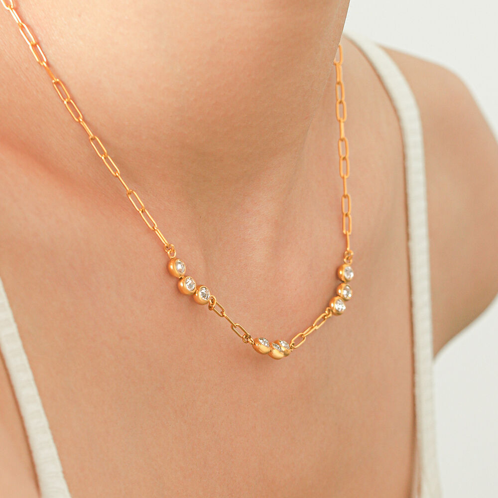 Simple Series Daily Circle Stainless Steel Waterproof Gold Color Zircon Women's Chain Necklaces Picture3