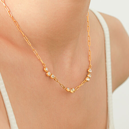 Simple Series Daily Circle Stainless Steel Waterproof Gold Color Zircon Women's Chain Necklaces 2