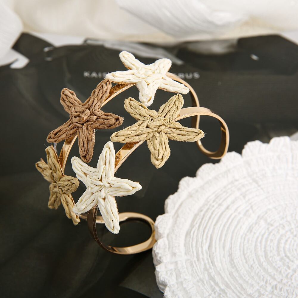 Simple Series Vacation Woven Starfish Raffia Women's Bangles