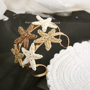 Simple Series Vacation Woven Starfish Raffia Women's Bangles h5