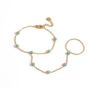Handkette Aus Wasserdichtem Edelstahl In Goldfarbe Mit Naturstein h5 Bild4