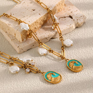 Pulseras De Mujer Con Dijes De La Serie Romántica, Estilo Retro, Rectangular Y Elíptica, De Acero Inoxidable, Resistentes Al Agua Y De Color Dorado. h5 Imagen2