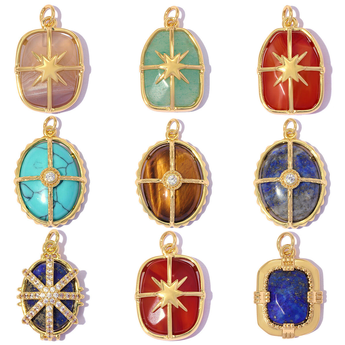 Pendentifs Pour Femmes En Zircon Et Pierres Naturelles, Style Rétro, Collection Classique