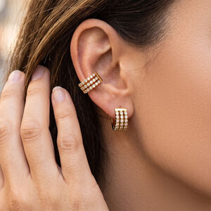 Luxurious Series Circle Stainless Steel Waterproof Gold Color Zircon Women's Hoop Earrings h5 Picture2