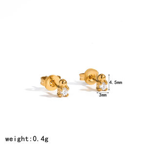 Simple Series Geometric Shape Stainless Steel Waterproof Gold Color Rhinestone Women's Stud Earrings h5
