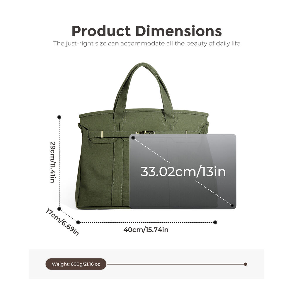 Casual Style Metal Hardware Solid Color Mixed Color Canvas Women's Square Handbags h5Picture4