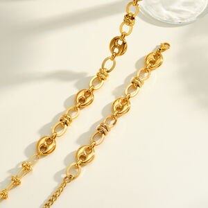 Simple Series Retro Irregular Shape Patchwork Chain Stainless Steel Waterproof Gold Color Women's Chain Necklaces h5 Picture3