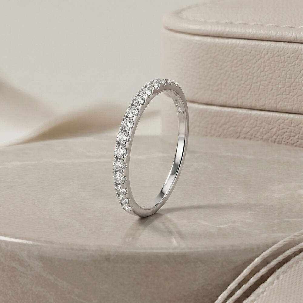 Simple Series Elegant Circle 925 Sterling Silver Color Rhodium Plating Women's Moissanite Rings Picture3
