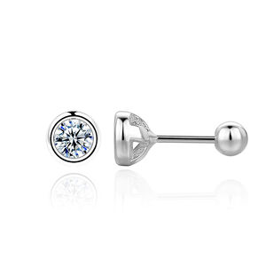 Boucles D'Oreilles Simples Pour Femmes, Forme Irrégulière, Plaquées Rhodium Et Ornées De Zircon, En Argent Sterling 925. h5 Image5
