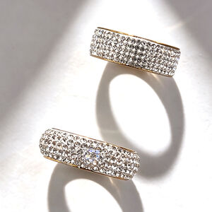 Luxurious Series Simple Solid Color Stainless Steel Waterproof Gold Color Rhinestone Women's Gemstone Rings h5 Picture3