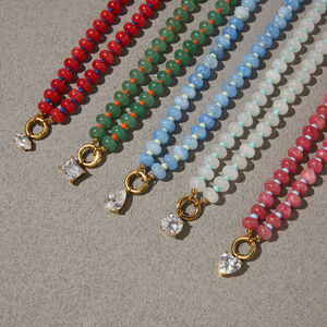Romantic Elegant Droplet Heart Beads Rectangle Natural Stones Gold Color Zircon Women's Beaded Necklaces h5 Picture2