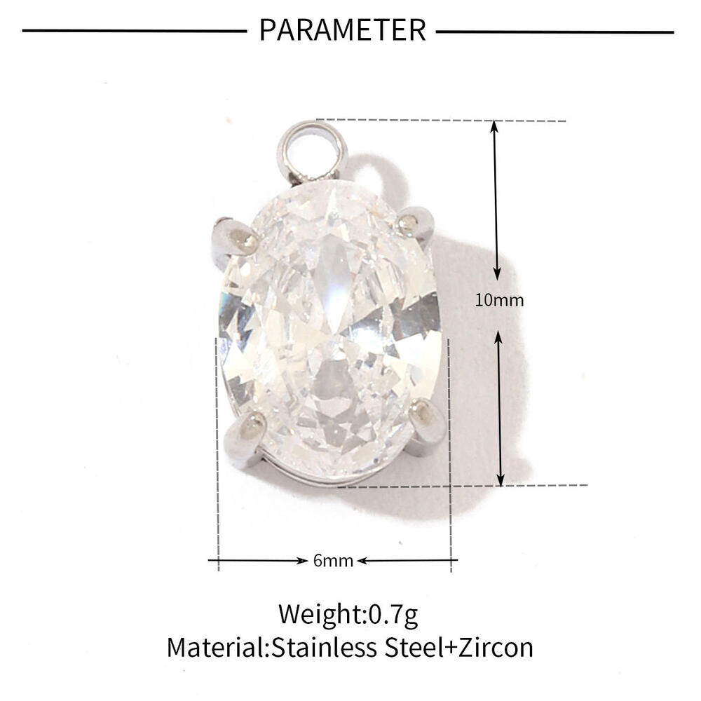 Luxurious Series Simple Geometric Shape Stainless Steel Waterproof Zircon Women's Pendants