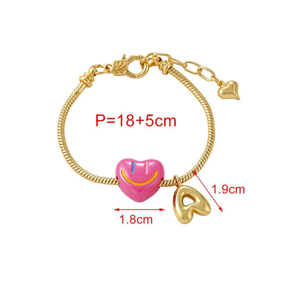 Pulseras De Mujer Con Dijes De Resina En Forma De Corazón, Carita Sonriente Y Letra. Imagen3