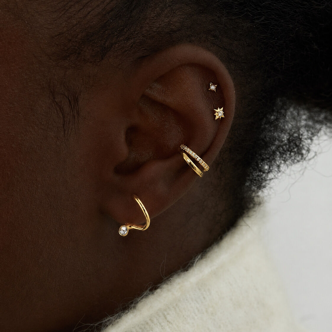 Boucles D'Oreilles Puces Pour Femmes, Collection Simple Series Daily, Lignes Irrégulières, En Acier Inoxydable Étanche. Image2