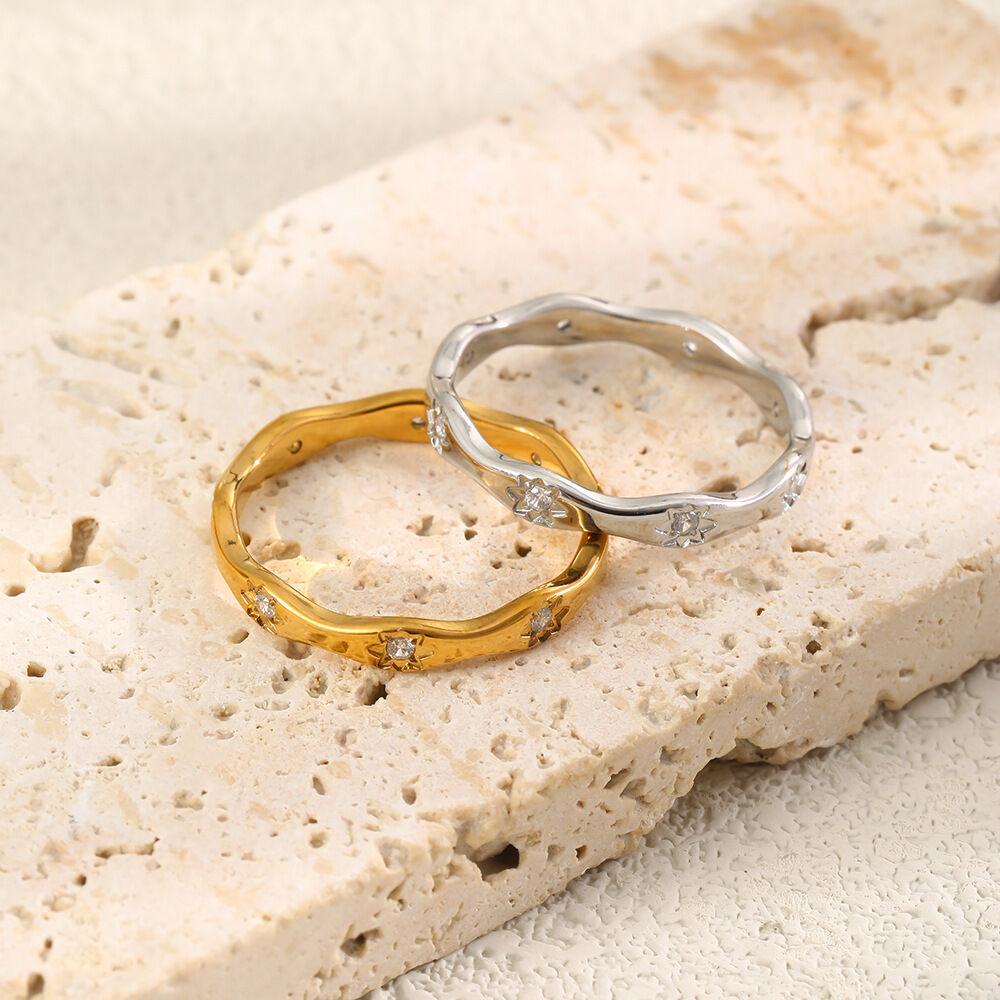 Anillos Llamativos De Acero Inoxidable De Color Dorado, Forma Irregular Y Sencilla, Resistentes Al Agua, De La Serie Clásica.