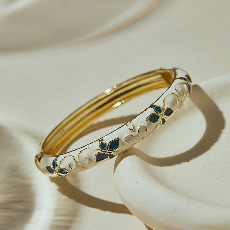 Romantic Series Sweet Enamel Flower Alloy Women's Bangles Picture4